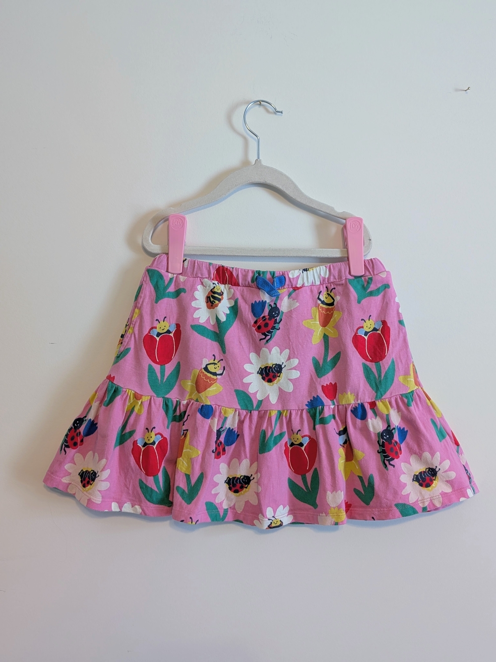 Mini Boden Pink Floral & Bee Tiered Cotton Skort 8-9Y